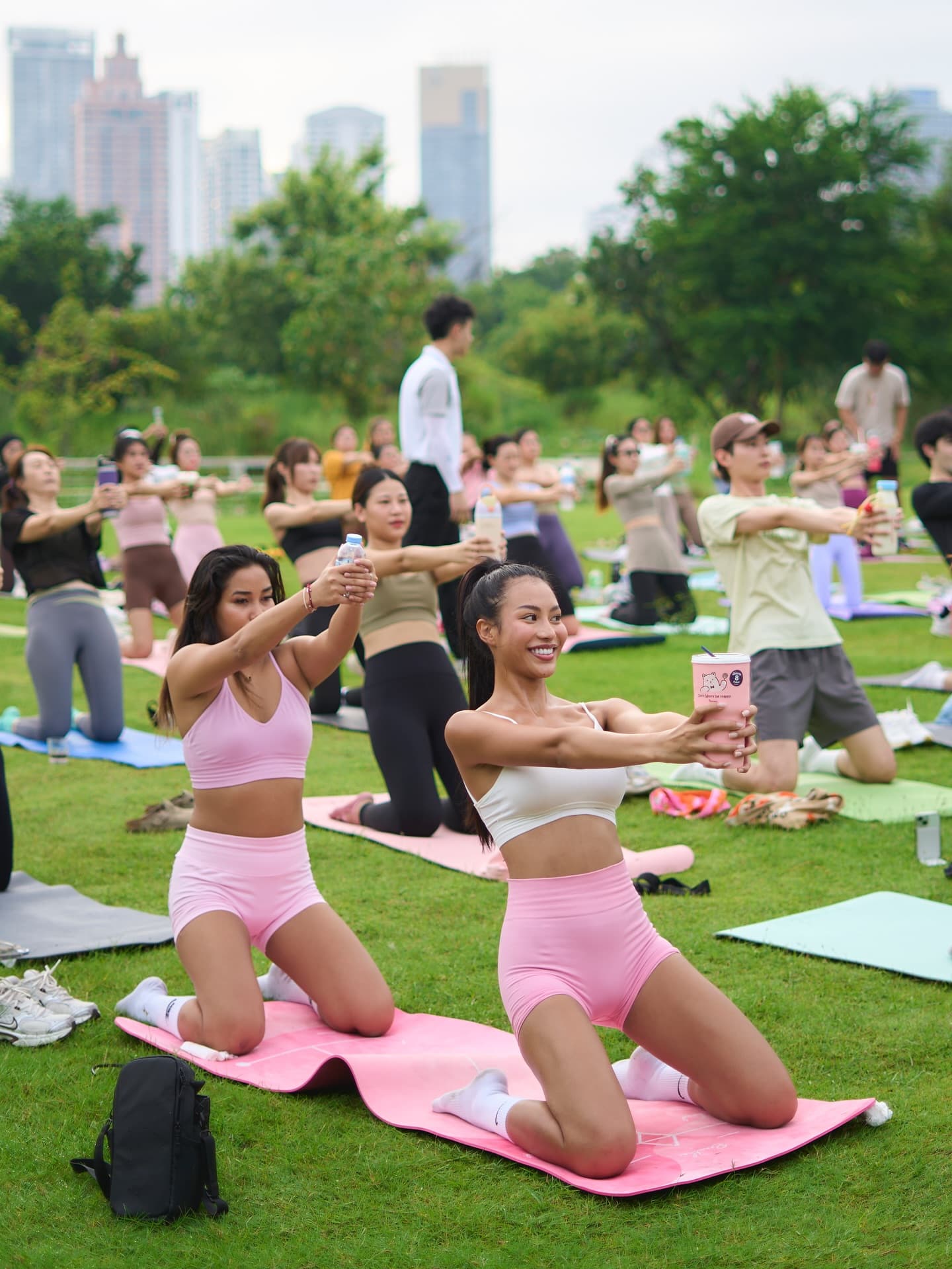 Group fitness workout outdoors